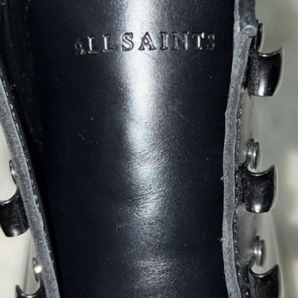 NEW ALL SAINTS Size US 11 / EU 44 Black Isaac Leather Lug Sole Combat Boots - Picture 10 of 11